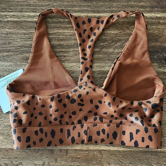 🎀NWT BEACH RIOT brown spotted sports bra small - Picture 10 of 10